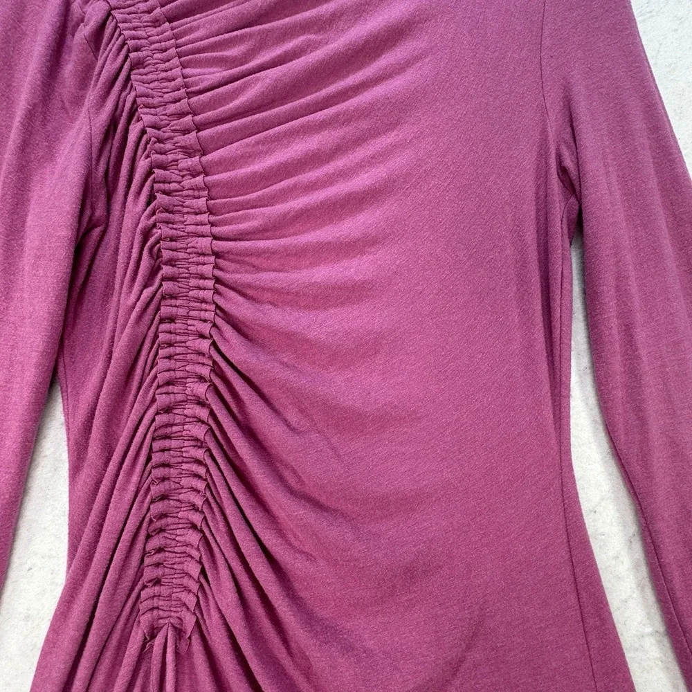 Anthropologie‎ Daily Practice Ruched Cowl Neck Cozy Midi Dress Pink sz M - Picture 9 of 13